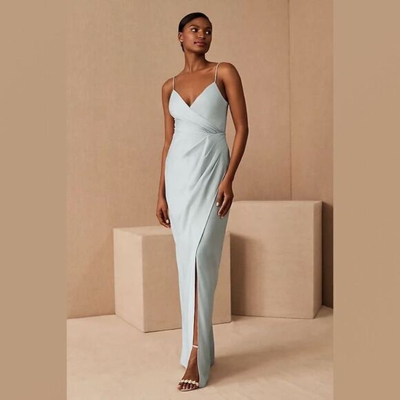 BHLDN Freya Charmeuse Maxi Dress Light Blue - Picture 1 of 10